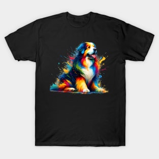 Vibrant Hovawart in Colorful Paint Splash Art T-Shirt